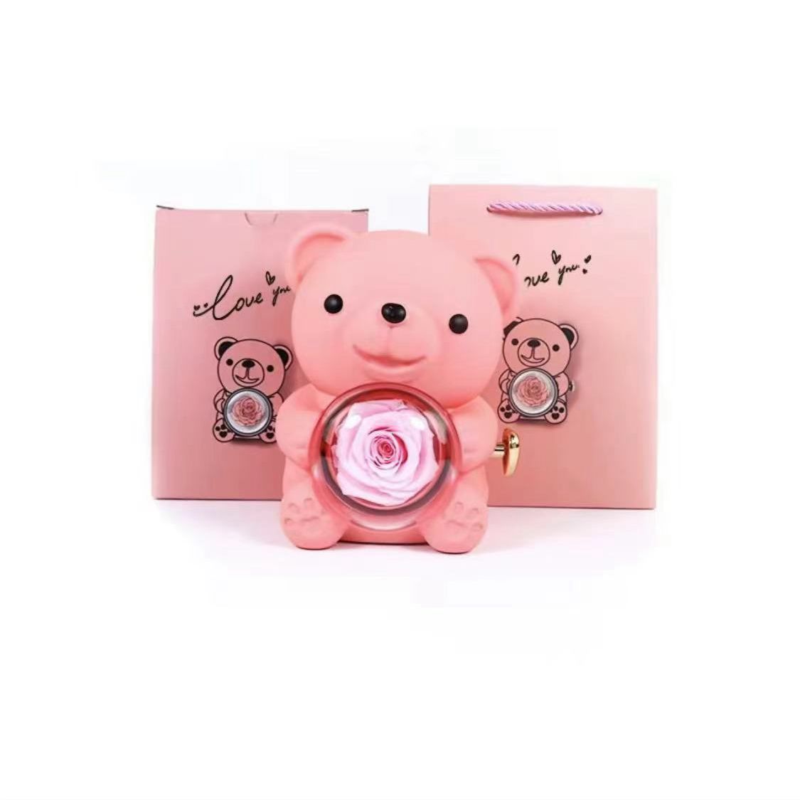 Romantic Gift for love Valentine's Day Rose Flower Hug Bear Gift Box