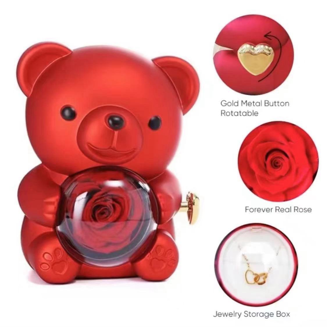 Romantic Gift for love Valentine's Day Rose Flower Hug Bear Gift Box